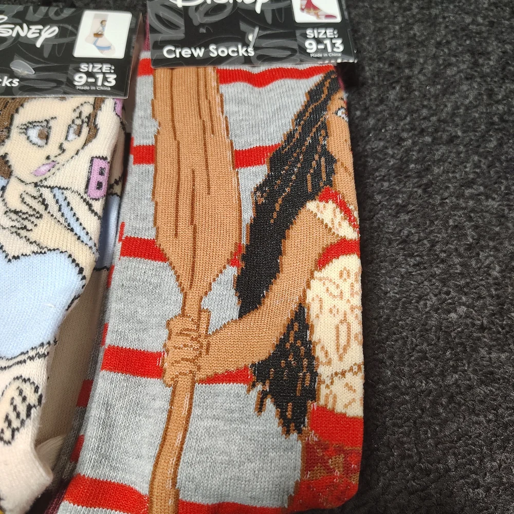 Disney Princess Crew Socks Set Of 3Unisex Size 9-13 NEW